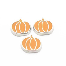 10pcs/lot Metal Enamel Silver Pumpkin Halloween Floating Charms For Living Glass Floating Lockets Necklace DIY Jewelry Making 2024 - buy cheap