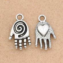 KJjewel Antique Silver Plated Swirl Hand Charm Pendants Jewelry Making Bracelet Accessories 20x12mm 10PCS/lot 2024 - buy cheap