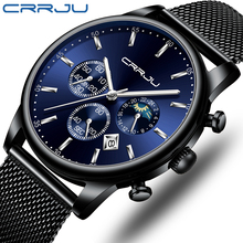 Relogio Masculion CRRJU Men Top Luxury Brand Military Sport Watch Men's Quartz Clock Male Full Steel Casual Business Male Clock 2024 - buy cheap