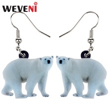 WEVENI Acrylic Fashion Walking Arctic Polar Bear Earrings New Long Dangle Drop Trendy Animal Jewelry For Women Girls Party Gifts 2024 - buy cheap