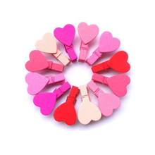 Newly arrival 12Pcs Mini Colored Mini Love Heart Wooden Clothespin Office Supplies Craft Clips DIY Clothes Paper Peg Clothespin 2024 - buy cheap