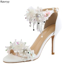 Sandalias de cristal Twinkling para mujer, zapatos de tacón alto con hermosas flores, para boda, zapatos de vestir, puntiagudos, stilettos, un solo zapato 2024 - compra barato