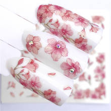 1 лист переводного слайдера YWK с розовым цветком для маникюра, декоративные наклейки для ногтей 2024 - купить недорого