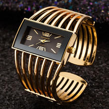 Relógios de pulso femininos dourados, luxuosos, pulseira, casual, para moças, 2024 - compre barato