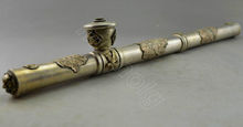 Collectible Decorated Old Handwork Tibetan Silver Carved Dragon Eagle Smoking Pipe 2024 - buy cheap