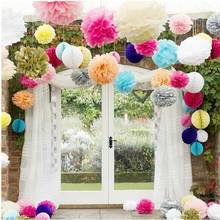 5pcs 10inch (25cm) pompon Tissue Paper Pom Poms Flower Kissing Balls Home Decoration Festive Party Supplies Wedding Favors 2024 - buy cheap