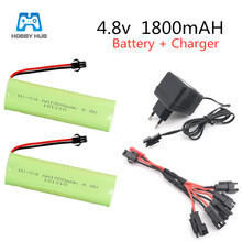 Hobby hub 4.8v 1800mah carregador 5 em 1, bateria recarregável para brinquedos elétricos, brinquedos rc, tamanho leve, alta capacidade, nicd 2024 - compre barato