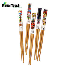 Visual Touch-Juego de palillos de madera de bambú, vajilla reutilizable, palillos japoneses para Sushi y comida, paquete de 5 uds. 2024 - compra barato