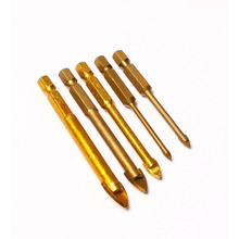 5pcs/lot titanium coated hex glass tile drill bit Set for Wall carbide Mable tile ceramics glass Granite Spear Point Cross Head 2024 - buy cheap