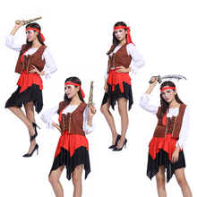 Trajes de halloween feminino adulto role playing piratas do caribe capitão vestido trajes palco desempenho roupas 2024 - compre barato