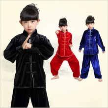 Fantasia de aveludada chinesa tradicional para meninos e meninas, roupa quimono para kung fu, traje de arte marcial tai chi 2024 - compre barato