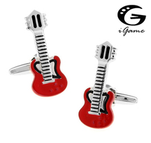 iGame Factory Price Retail Shirt Cufflinks For Men Fashion Brass Copper Material Red Guitar Design Free Shipping 2024 - buy cheap