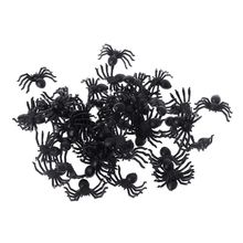 50Pcs Small Black Plastic Fake Spider Toys Funny Joke Prank Props Halloween Decor Spider Toys 2024 - buy cheap