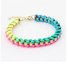 New Cute Fashion Gold Box Chain Bracelets For Women Braided Colored Thread Bracelets Female Jewelry Party Gift Pulseras 2024 - buy cheap