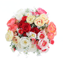 Cabeças de flores artificiais 9/bouquet Doce Broto Estames Seda Peônia Vasos De decoração Para Casa Acessórios De Decoração de Casamento Barato A9550 2024 - compre barato