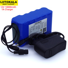 Liitokala-Paquete de batería de li-lon, 12V, 10Ah, 18650, 10000mAh, con placa de protección de circuito BMS, CC 5,5x2,1mm + cargador de 12,6 V 1A 2024 - compra barato