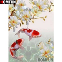 HOMFUN-pintura de diamante 5D DIY "carpa Animal", bordado de diamantes de imitación de resina, punto de cruz estilo, decoración del hogar, A25941 2024 - compra barato