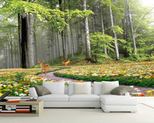 Panel de pared personalizado, paisaje de bosque 3D para sala de estar, dormitorio, TV, fondo, pared, papel de pared impermeable 2024 - compra barato