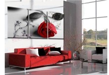 Hand Painted Oil Painting on Canvas Rose Flowers Pictures Unframed Mural Painting Entrance Decorative Living Room 3 panel art 2024 - buy cheap