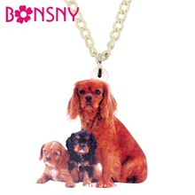 Bonsny, акриловый чокер с королевским Шарлем-спаниелом, женская бижутерия с милыми животными 2024 - купить недорого