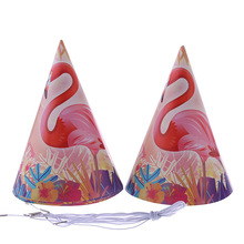 6 шт./лот новый стиль милые Фламинго тема мультфильм шляпы День Рождения Бумажные Шляпы Дети с днем рождения товары и декор 2024 - купить недорого