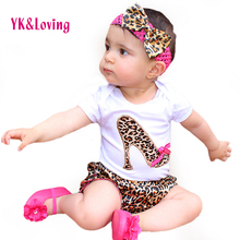 Baby Girl Set Cotton Short Sleeve Bodysuit Leopard Bloomers Shorts Headband Newborn clothes Kids Girl Clothes 3pcs/Sets 2024 - buy cheap