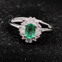 925 sterling silver Natural Emerald Ring fine Jewelry Customizable women open wholesale 4*6mm 2024 - buy cheap