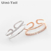 Uini-Tail hot new Korean version of 925 sterling silver double-layer open ring simple temperament wild jewelry hipster ED705 2024 - buy cheap
