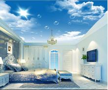 3d wallpaper custom mural Hd blue sky white clouds dandelion roof ceiling murals 3d wall murals wallpaper for living room 2024 - buy cheap