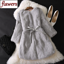 2021 New Lady Autumn Winter Real Rabbit Fur Jacket Natural Real Rabbit Fur Long Style Coat Women Quality Rabbit Fur Outerwear 2024 - buy cheap