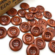 Botones de madera natural para costura, accesorios decorativos artesanales, 25mm, 4 agujeros, 10 Uds., WB221 2024 - compra barato