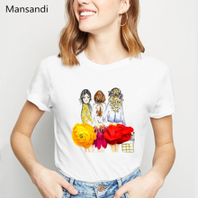 Roupas femininas 2021, ilustrador de flores, vestidos, camiseta de meninas, camiseta feminina de harajuku, camiseta top tumblr, camiseta feminina 2024 - compre barato