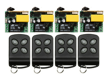 Novo interruptor de controle remoto sem fio ac 220 v 1 ch rf 4 mini receptor + 4 transmissores com 4 botões alternância momentânea travado 2024 - compre barato