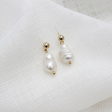 Pendientes de perlas de agua dulce para Mujer, joyería, bisutería, aretes, moda, HK113 2024 - compra barato