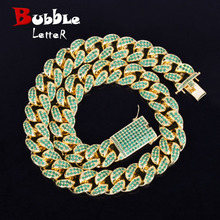 20mm Heavy Green Color Zircon Miami Cuban Chain Necklace Choker Bling Bling Hip hop Men Jewelry Link 16" 18" 20" 2024 - buy cheap