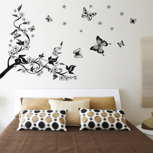 Creative black butterfly Flower vine wall sticker PVC Material DIY art wall decals For Living room bedroom wall decor sticker 2024 - buy cheap