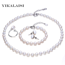 YIKALAISI 925 sterling Silver jewelry For Women Freshwater Pearl Jewelry Set Necklace/Bracelet/Ring/Stud Earrings 2024 - buy cheap