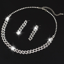 Frete grátis conjunto de joias de moda atacado china prata banhado cristal strass colar brincos conjunto # n201 2024 - compre barato