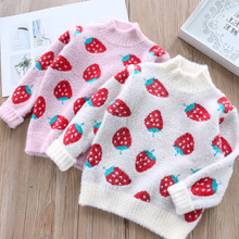Las muchachas del bebé de impresión fresa lindo suéteres princesa Rosa Color blanco Jersey de Crochet niños de punto 2024 - compra barato