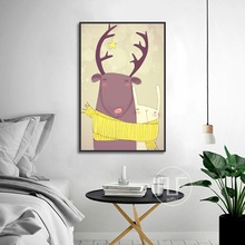 Nordic Minimalist Cartoon Deer Animal Decorative Painting Canvas Art Posters and Prints Wall Pictures for Living Rom Decoration 2024 - buy cheap