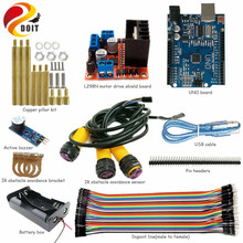 Kit de evitación de obstáculos para chasis de tanque de Robot Arduino con escudo de accionamiento del Motor L298N + placa UNO R3 + Sensor de obstáculos IR, DIY 2024 - compra barato