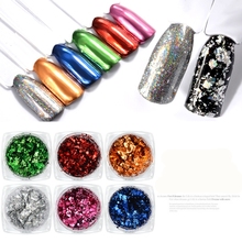 1BOX DIY Irregular Pigment Nail Flakes Sequins Powder Magic Mirror Glitters Gold Silver Red Colors Nail Decoration 2024 - buy cheap