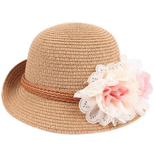 Sombrero de paja de ala ancha para niña, sombrero de paja Floral elegante, visera para niños, playa, 4 colores 2024 - compra barato