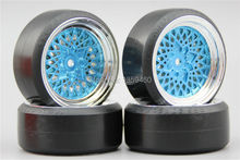 Pre-Glued 4pcs RC CS-R Drift Tires Tyre Wheel ClassicCB 6mm offset (Chrome+Painting Blue) With Silencing Sponge For 1/10 drift 2024 - buy cheap
