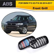 1 Pair Front Bumper Kidney Dual Slats Grilles ABS Gloss Black For BMW F15 X5 F16 X6 Grill SUV 4 Door 2015-2018 Car Styling 2024 - buy cheap