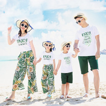 Family Look Summer Geometric Bohemia Beach Clothes Sets Family Matching Outfits Father Mother Daughter Son Girls Boys clothes 2024 - buy cheap