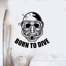 Pôster de parede com letras para mergulho, adesivo de parede para esportes de mergulho mergulhador com máscara de vinil decoração para clube de mergulho azfotos 2024 - compre barato