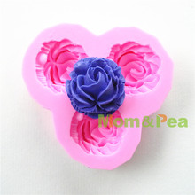 Mom&Pea 0648 Free Shipping 3-Flower Shaped Silicone Mold Cake Decoration Fondant Cake 3D Mold 2024 - buy cheap