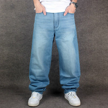 Новые Брендовые мужские джинсы в стиле хип-хоп, мужские мешковатые джинсы для скейтборда, джинсовые хип-хоп штаны, повседневные свободные джинсы в рэп-стиле, 4 сезона, брюки большого размера 46 2024 - купить недорого