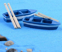 1pcs Boat And 2pcs Oar Ornaments Ornaments Boat DIY Dollhouse Decor Fairy Garden Miniatures Ocean Garden Decoration 2024 - buy cheap